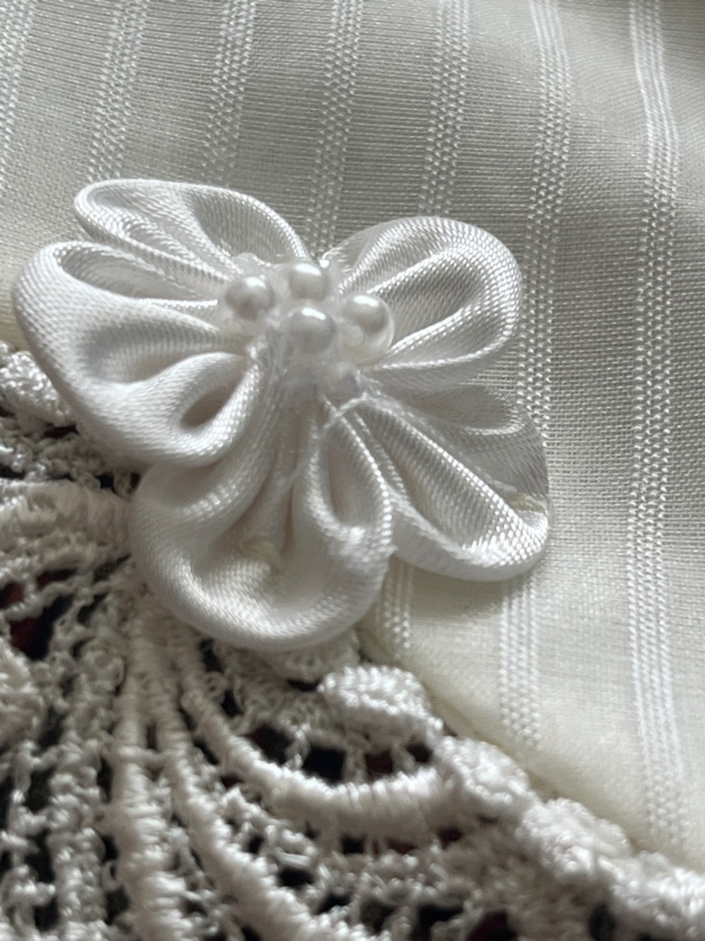 Little Girl Red Roses Dress with White Collar and White Lace at Bottom - Picture 7 of 14